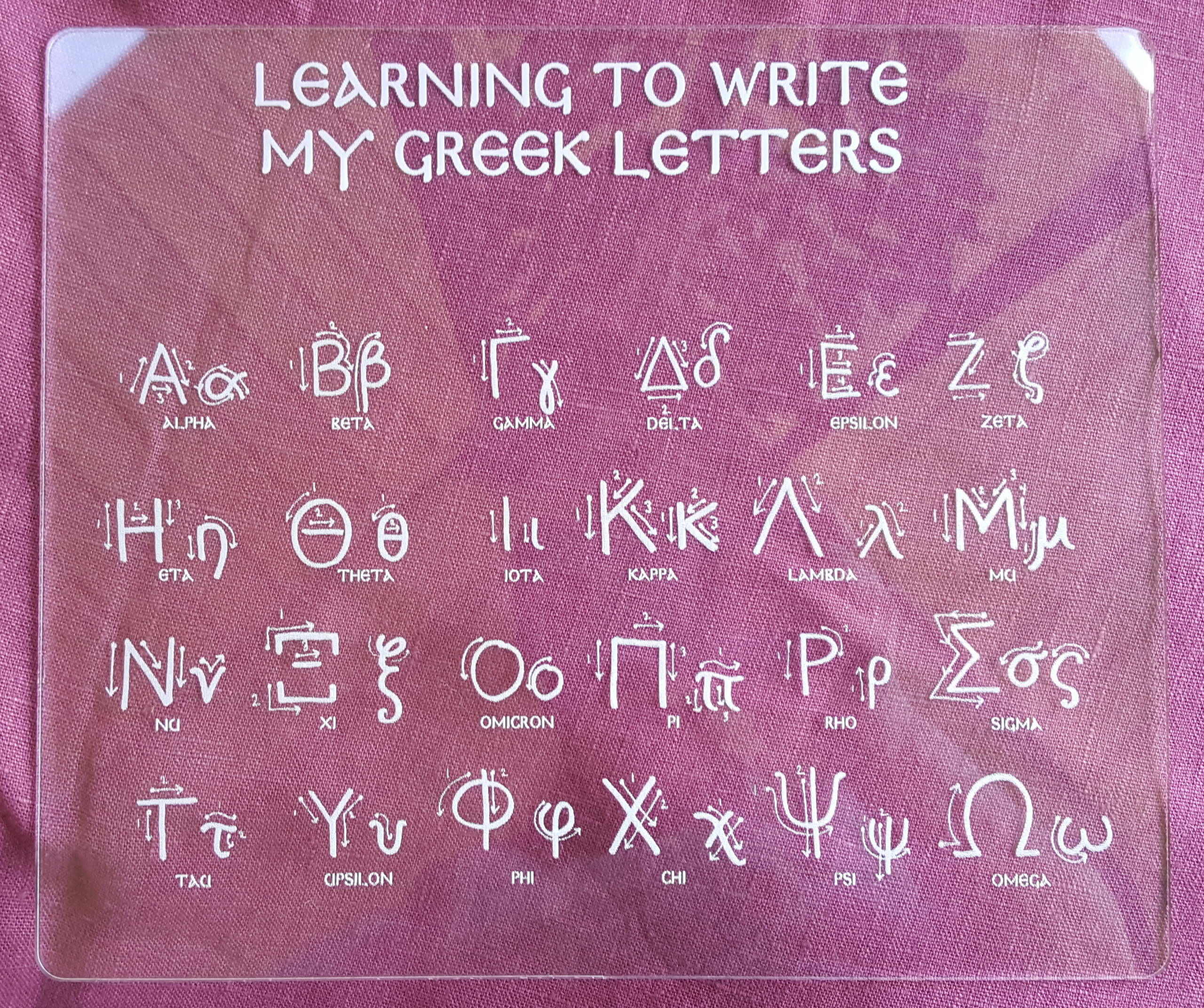 "Learning to Write My Greek Letters" Tracing Board